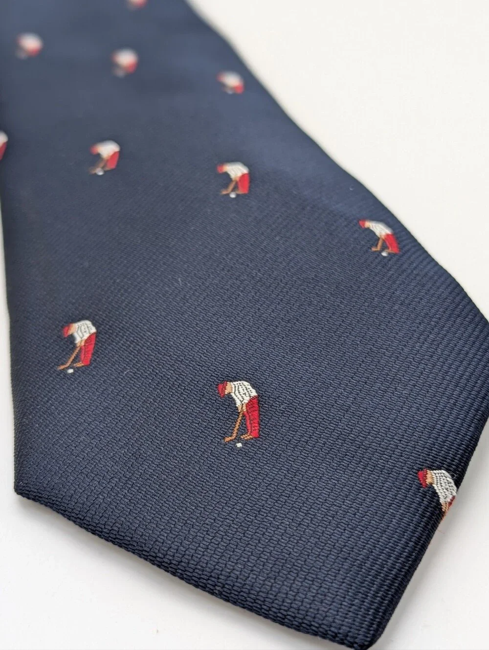 Vintage Ralph Marlin Blue Red Golfing Golfer Man Polyester Tie
